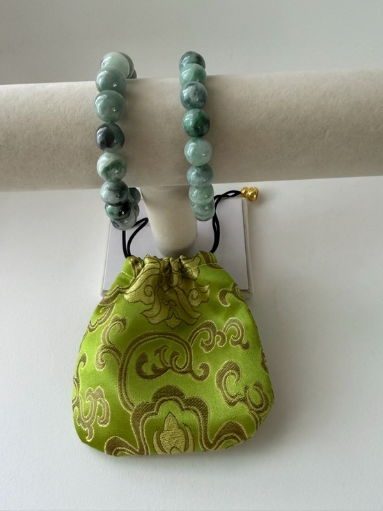 Authentic 2 Pieces Icy Floating Green Jade Beaded Bracelets - Picture 12 of 12